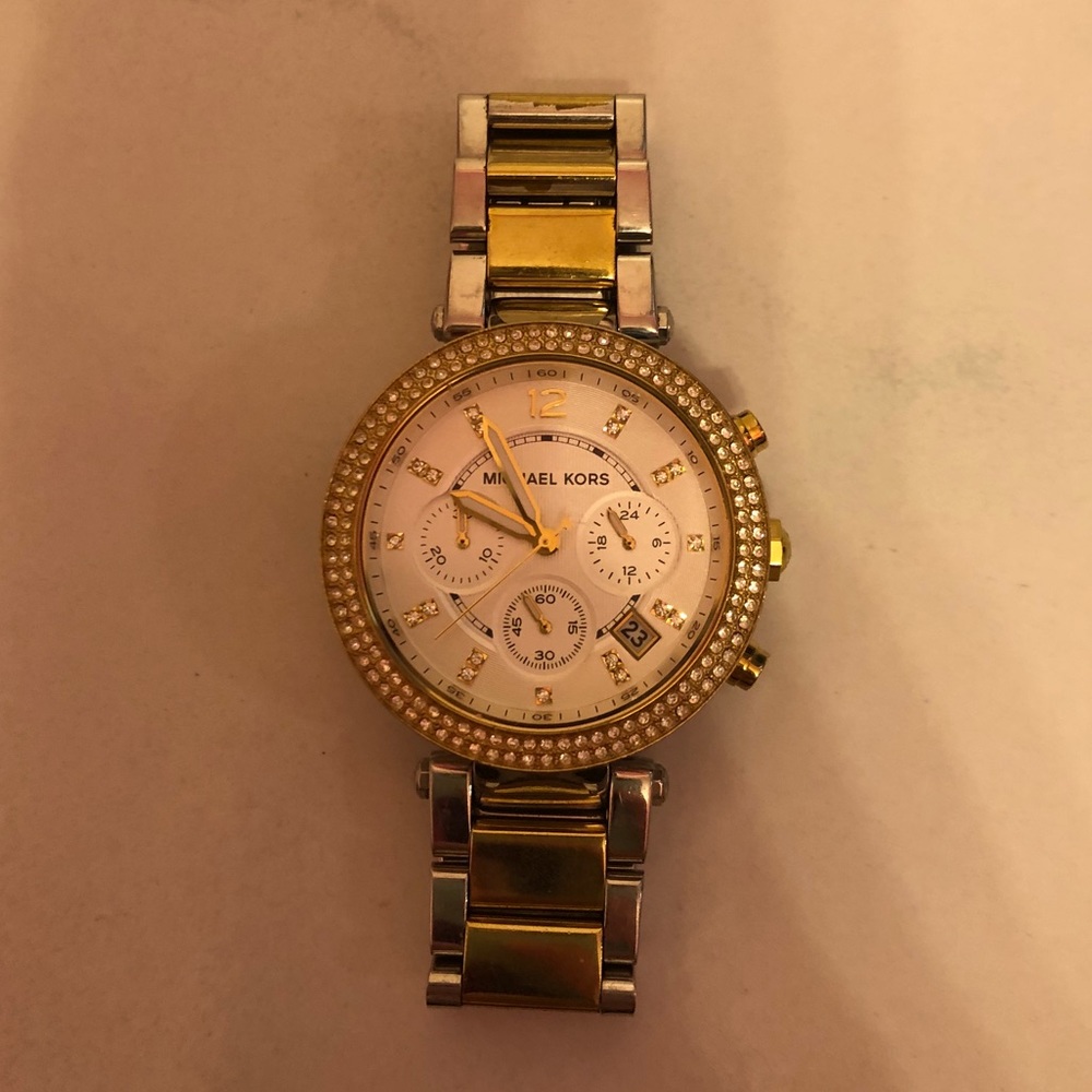 Michael Kors Parker two tone silver and gold watch